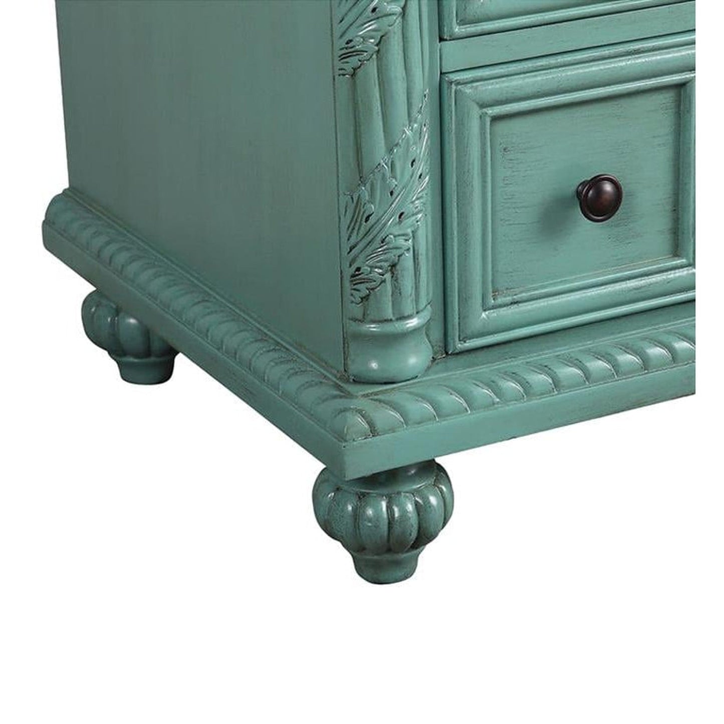 Silkroad 36" Green Vanity, Right Sink, Carrara Top - V0213NW36R