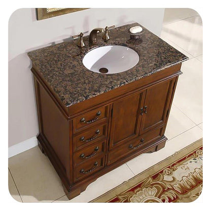 Silkroad Exclusive 36" Single Sink English Chestnut Bathroom Vanity - HYP-0212-BB-UWC-36