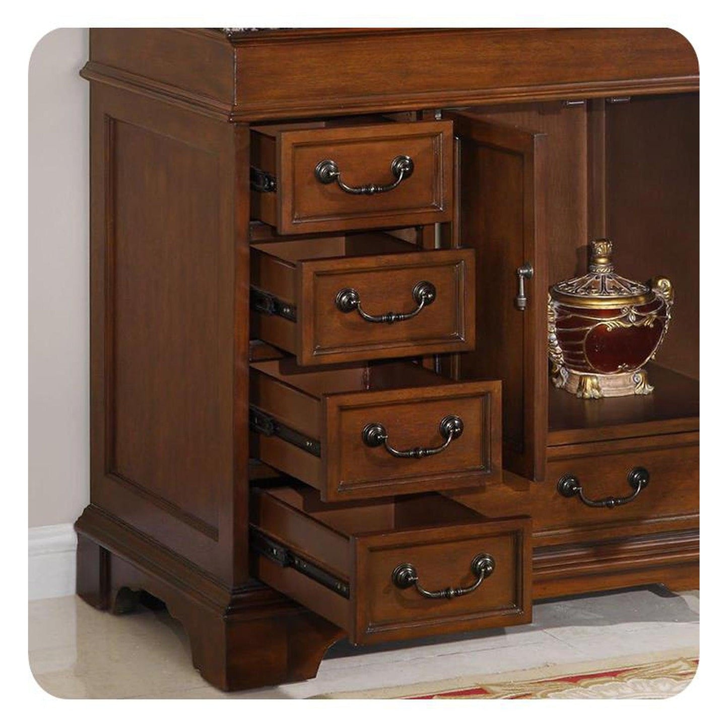 Silkroad Exclusive 36" Single Sink English Chestnut Bathroom Vanity - HYP-0212-BB-UWC-36