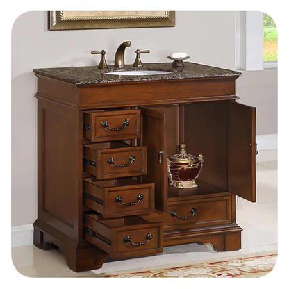 Silkroad Exclusive 36" Single Sink English Chestnut Bathroom Vanity - HYP-0212-BB-UWC-36