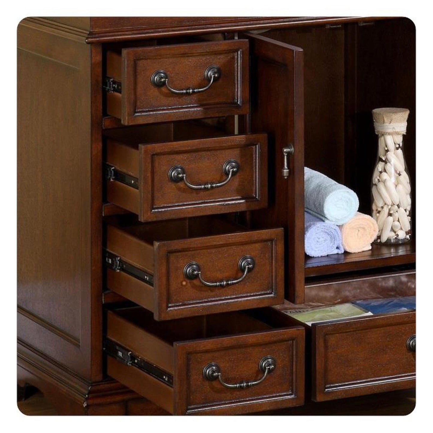 Silkroad 36" Vanity, Chestnut, Crema Marfil Top, Undermount Sink - HYP-0212-CM-UIC-36