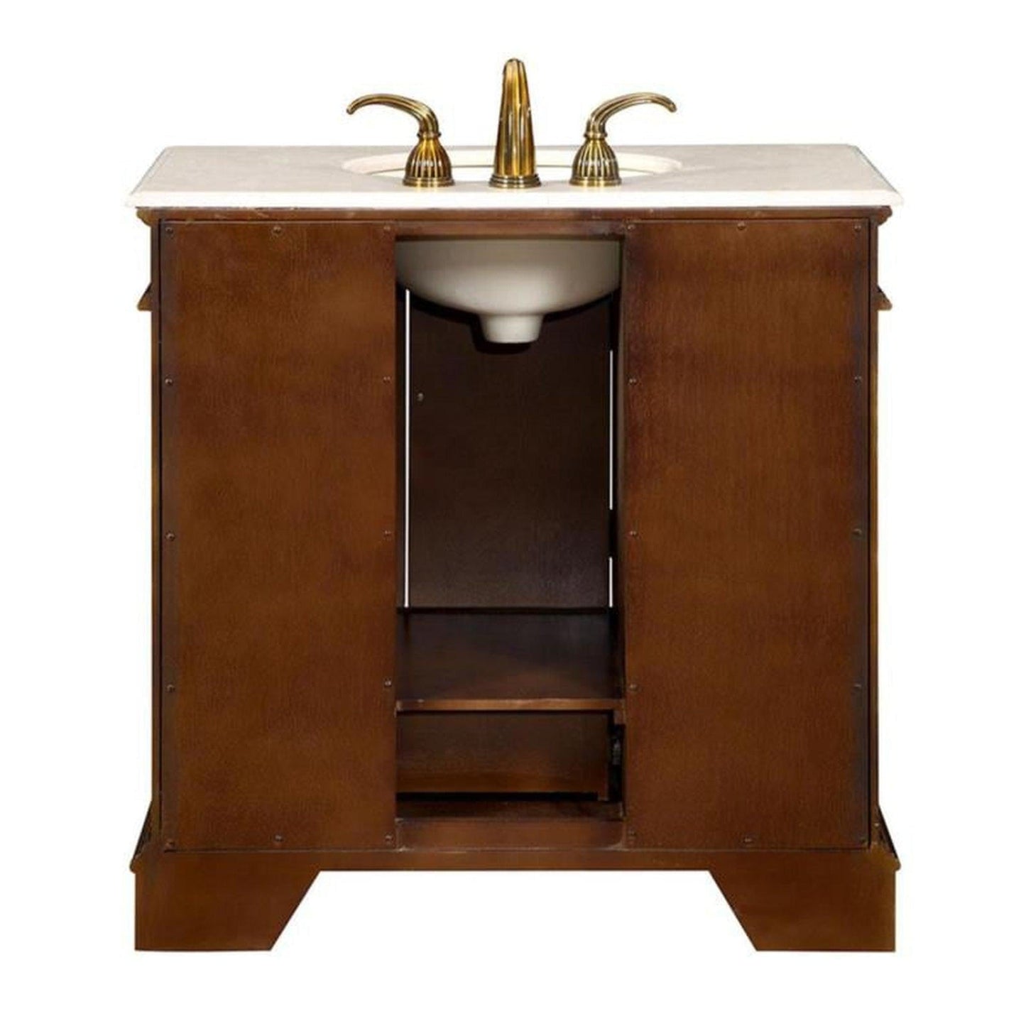 Silkroad 36" Vanity, Chestnut, Crema Marfil Top, Undermount Sink - HYP-0212-CM-UIC-36