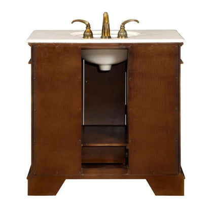 Silkroad 36" Vanity, Chestnut, Crema Marfil Top, Undermount Sink - HYP-0212-CM-UIC-36