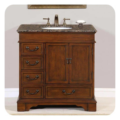 Silkroad Exclusive 36" Single Sink English Chestnut Bathroom Vanity - HYP-0212-BB-UWC-36