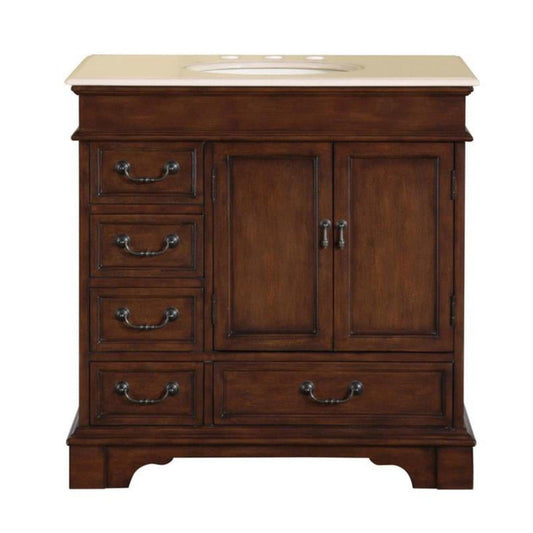 Silkroad 36" Vanity, Chestnut, Crema Marfil Top, Undermount Sink - HYP-0212-CM-UIC-36