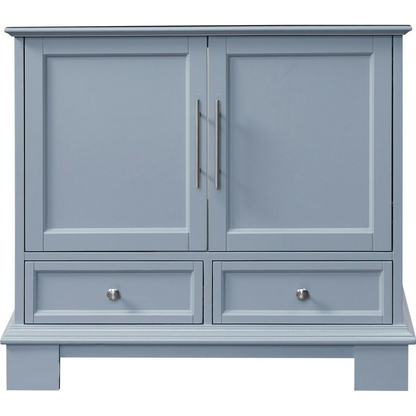 Silkroad Exclusive 36" Single Sink Gray Bathroom Vanity Base With Two Drawers and Two Doors Storage - C05036GC