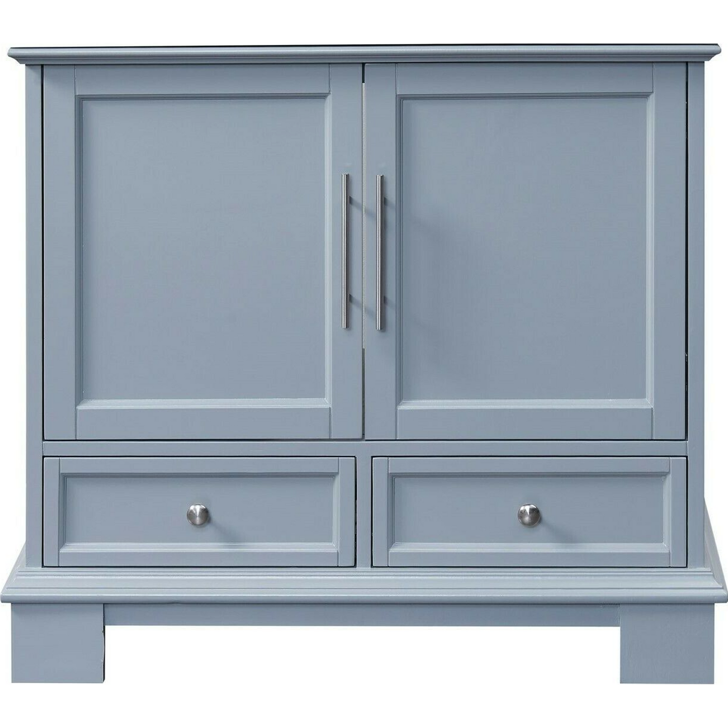 Silkroad Exclusive 36" Single Sink Gray Bathroom Vanity Base With Two Drawers and Two Doors Storage - C05036GC