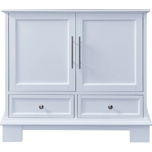 Silkroad Exclusive 36" Single Sink White Bathroom Vanity Base With Two Drawers and Two Doors Storage - C05036WC