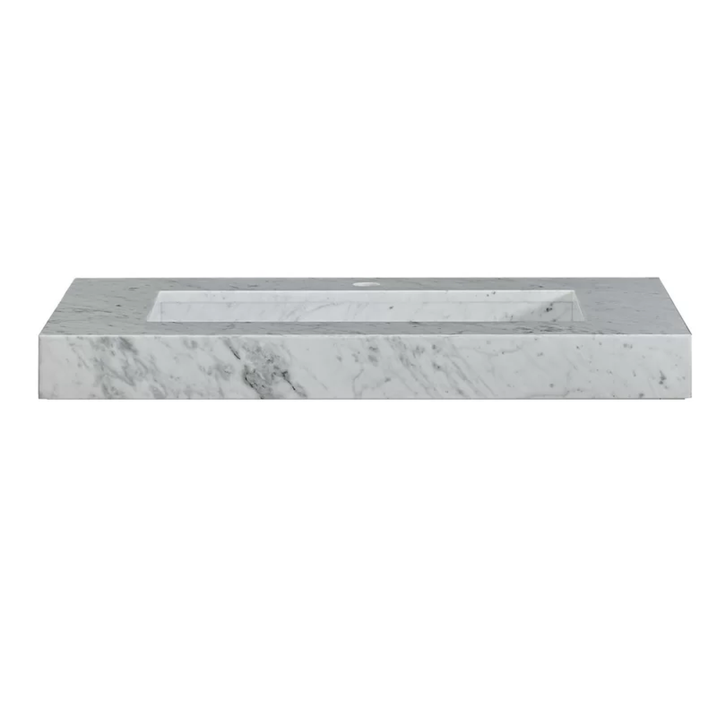 Silkroad Exclusive 36" x 23" White Carrara Marble Vanity Top With Single Rectangular Integrated Ramp Sink - T0136WRC