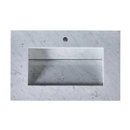 Silkroad Exclusive 36" x 23" White Carrara Marble Vanity Top With Single Rectangular Integrated Ramp Sink - T0136WRC