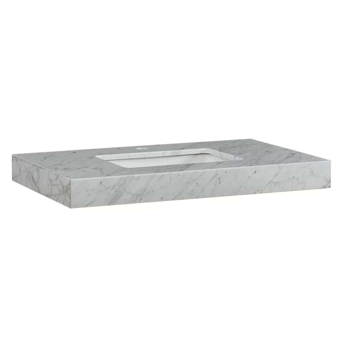 Silkroad Exclusive 36" x 23" White Carrara Marble Vanity Top With Single Rectangular Undermount Sink - T0236WSC
