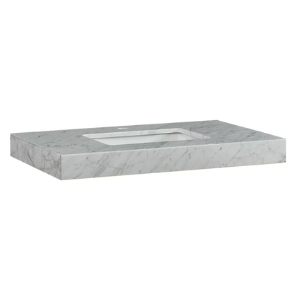 Silkroad Exclusive 36" x 23" White Carrara Marble Vanity Top With Single Rectangular Undermount Sink - T0236WSC