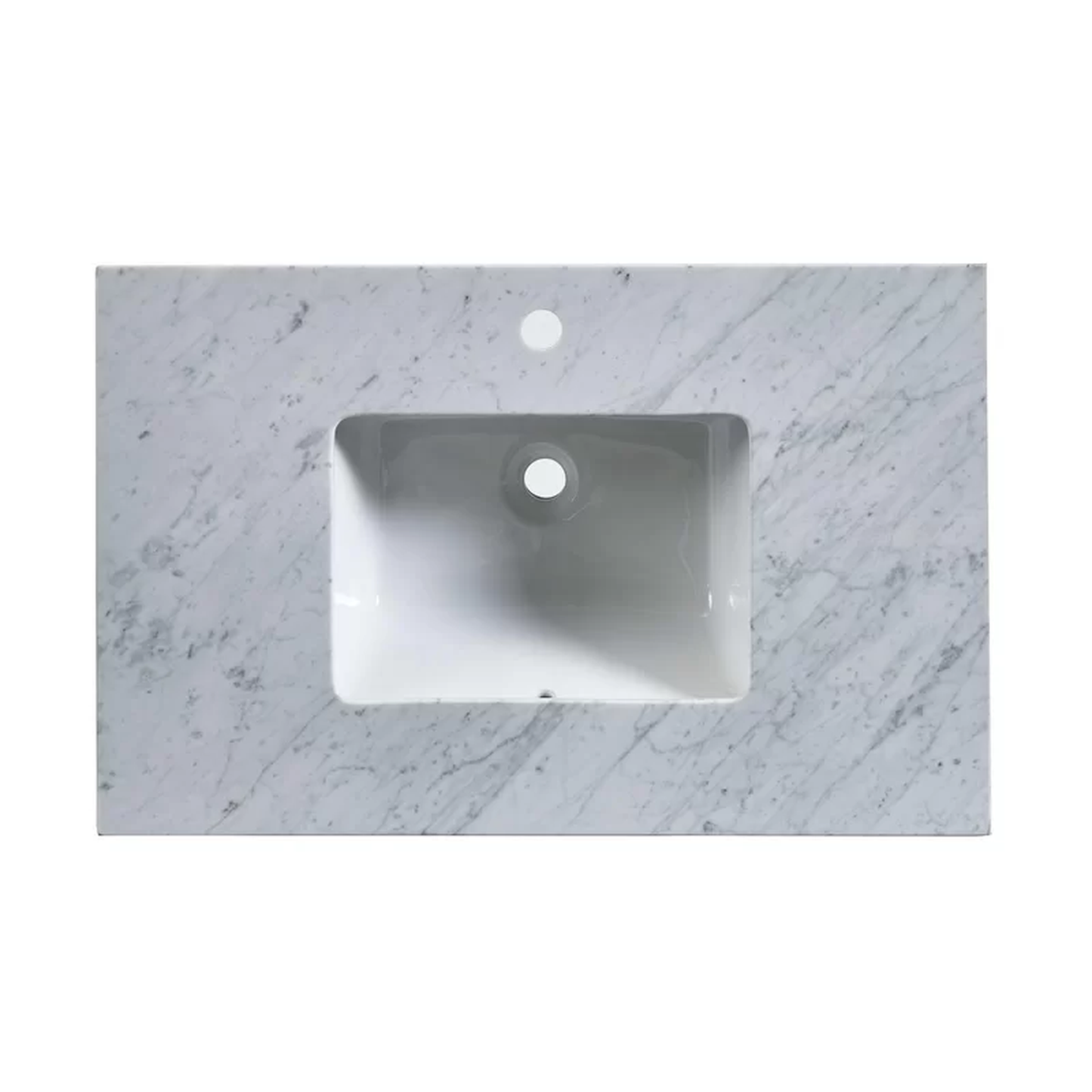 Silkroad Exclusive 36" x 23" White Carrara Marble Vanity Top With Single Rectangular Undermount Sink - T0236WSC