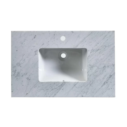 Silkroad Exclusive 36" x 23" White Carrara Marble Vanity Top With Single Rectangular Undermount Sink - T0236WSC