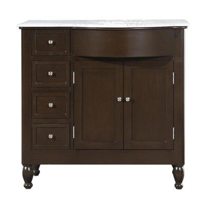 Silkroad 38" Right Sink Dark Walnut Vanity, Carrara Top, White Undermount – HYP-0902-WM-UWC-38-R