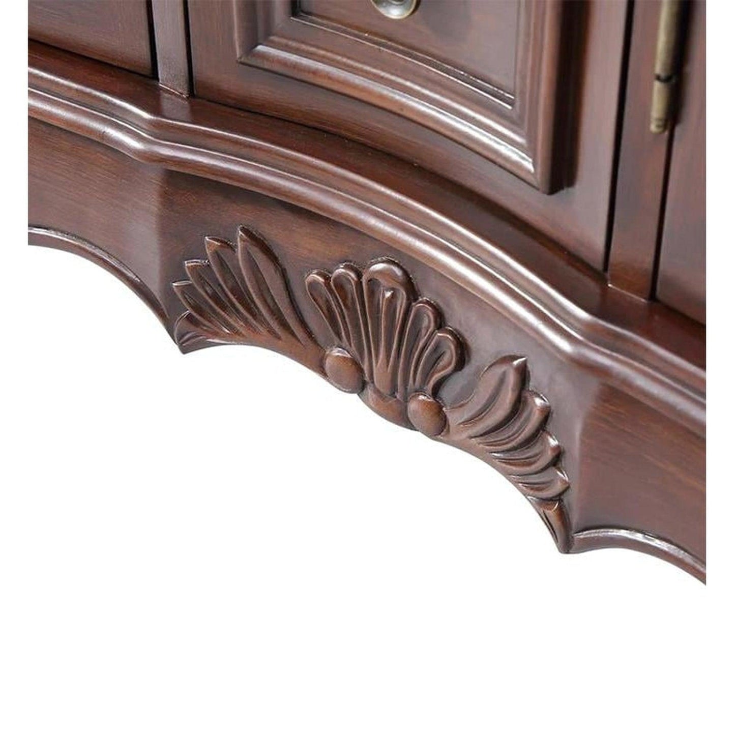 Silkroad Exclusive 48" Double Sink English Chestnut Bathroom Vanity With Crema Marfil Marble Countertop and White Ceramic Undermount Sink - V0145CW48D