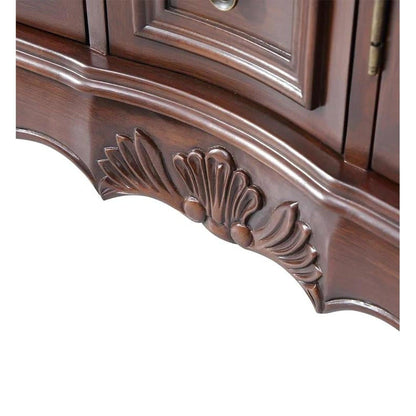 Silkroad Exclusive 48" Double Sink English Chestnut Bathroom Vanity With Crema Marfil Marble Countertop and White Ceramic Undermount Sink - V0145CW48D