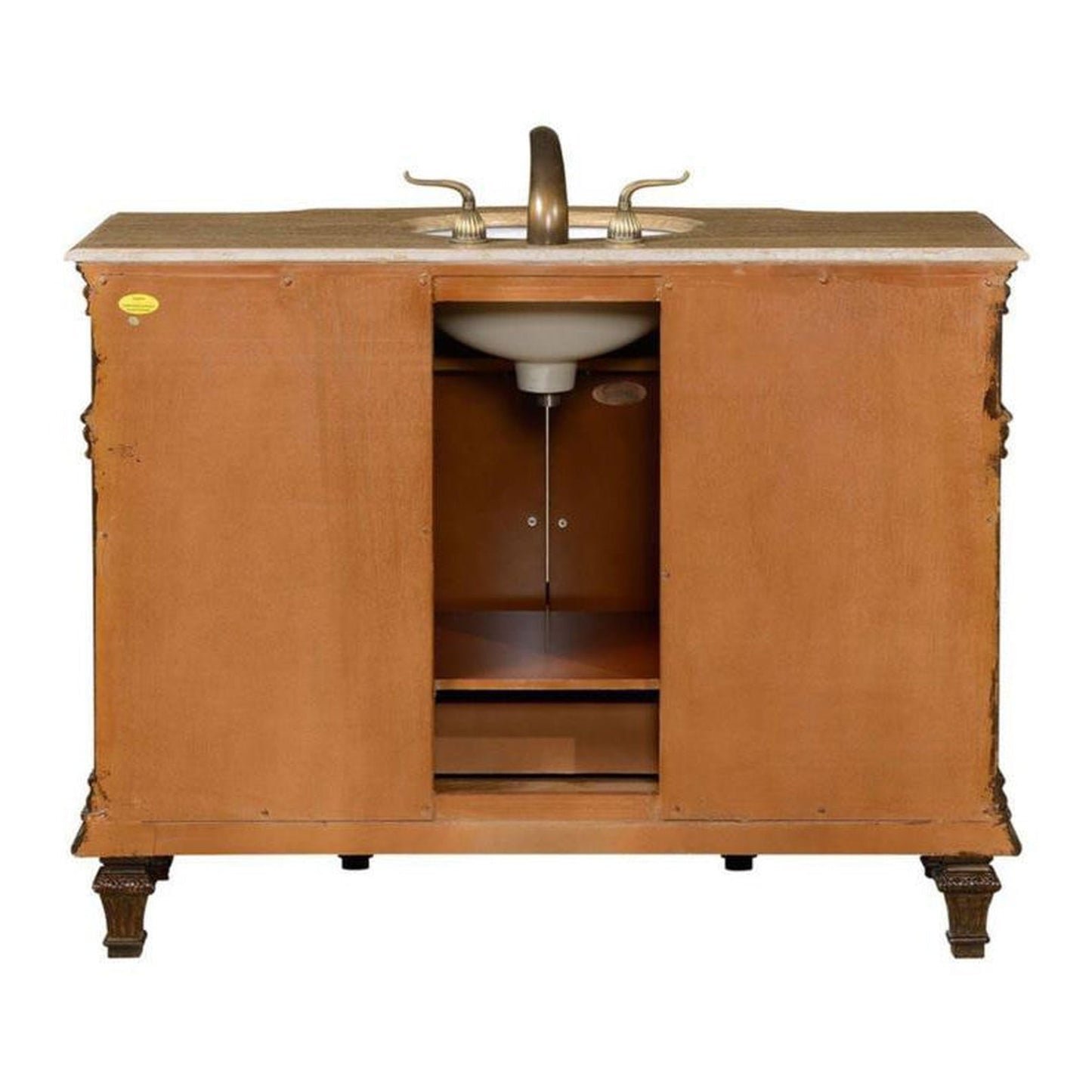 Silkroad Exclusive 48" Single Sink Brazilian Rosewood Bathroom Vanity With Travertine Countertop and White Ceramic Undermount Sink - HYP-0277-T-UWC-48