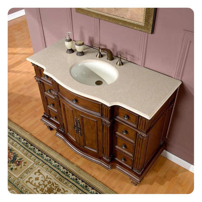 Silkroad Exclusive 48" Single Sink Brazilian Rosewood Bathroom Vanity - HYP-0277-CM-UWC-48