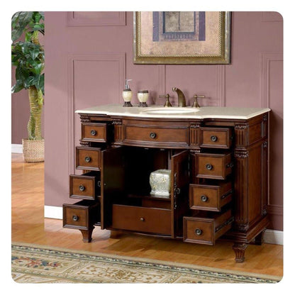 Silkroad Exclusive 48" Single Sink Brazilian Rosewood Bathroom Vanity - HYP-0277-CM-UWC-48