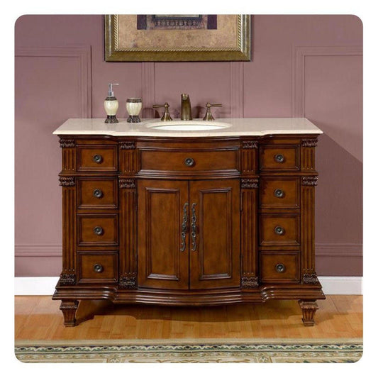 Silkroad Exclusive 48" Single Sink Brazilian Rosewood Bathroom Vanity - HYP-0277-CM-UWC-48