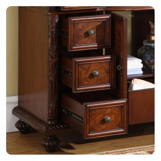 Silkroad Exclusive 48" Single Sink Red Mahogany Bathroom Vanity With Travertine Countertop and Ivory Ceramic Undermount Sink - JYP-0193-T-UIC-48