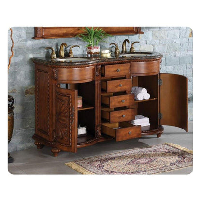 Silkroad 54" Double Sink Vanity, English Chestnut - WFH-0201-BB-UWC-54
