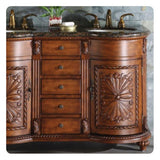 Silkroad Exclusive 54" Double Sink English Chestnut Bathroom Vanity With Baltic Brown Granite Countertop and White Ceramic Undermount Sink - WFH-0201-BB-UWC-54