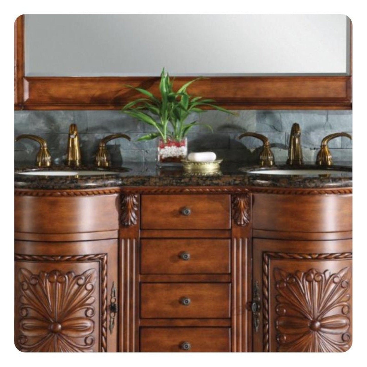 Silkroad 54" Double Sink Vanity, English Chestnut - WFH-0201-BB-UWC-54