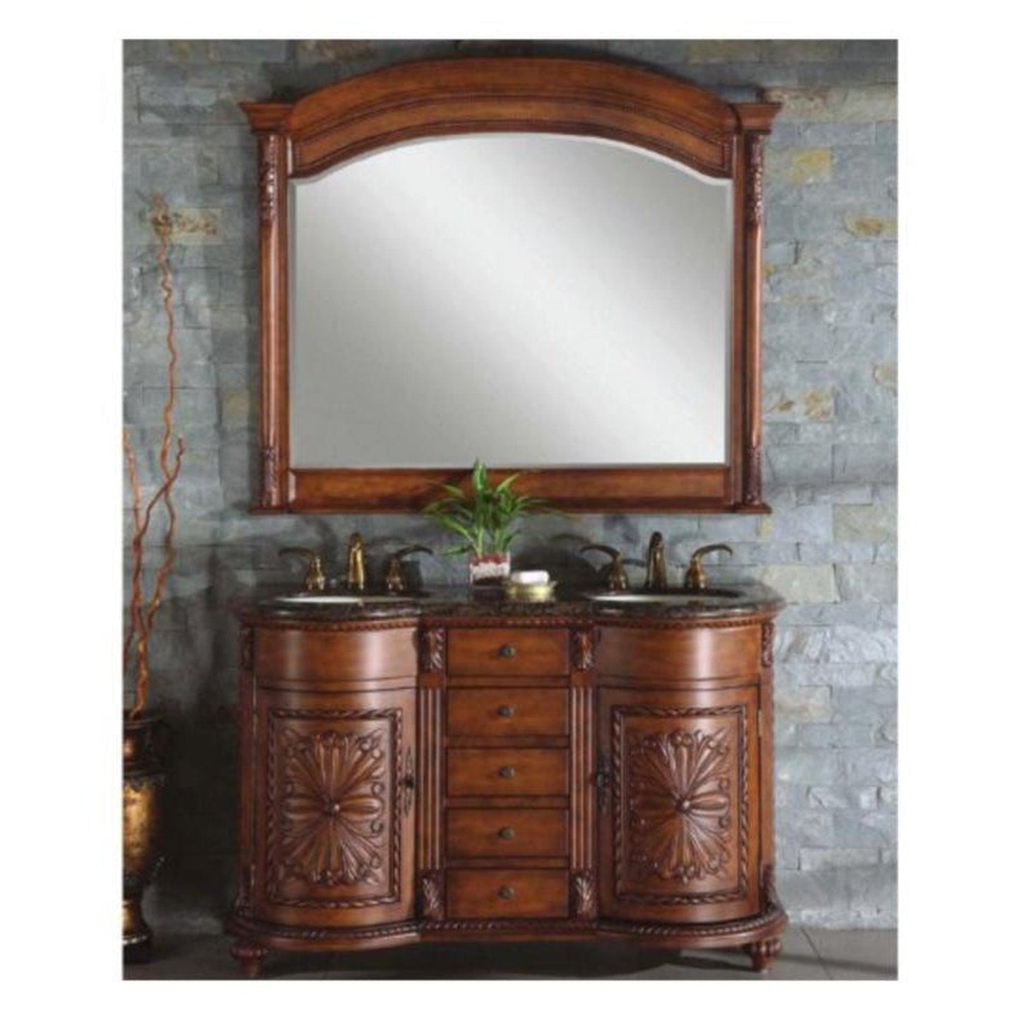 Silkroad 54" Double Sink Vanity, English Chestnut - WFH-0201-BB-UWC-54