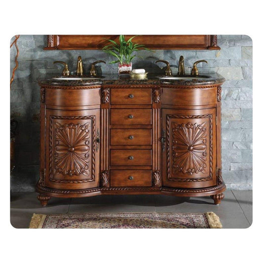 Silkroad 54" Double Sink Vanity, English Chestnut - WFH-0201-BB-UWC-54