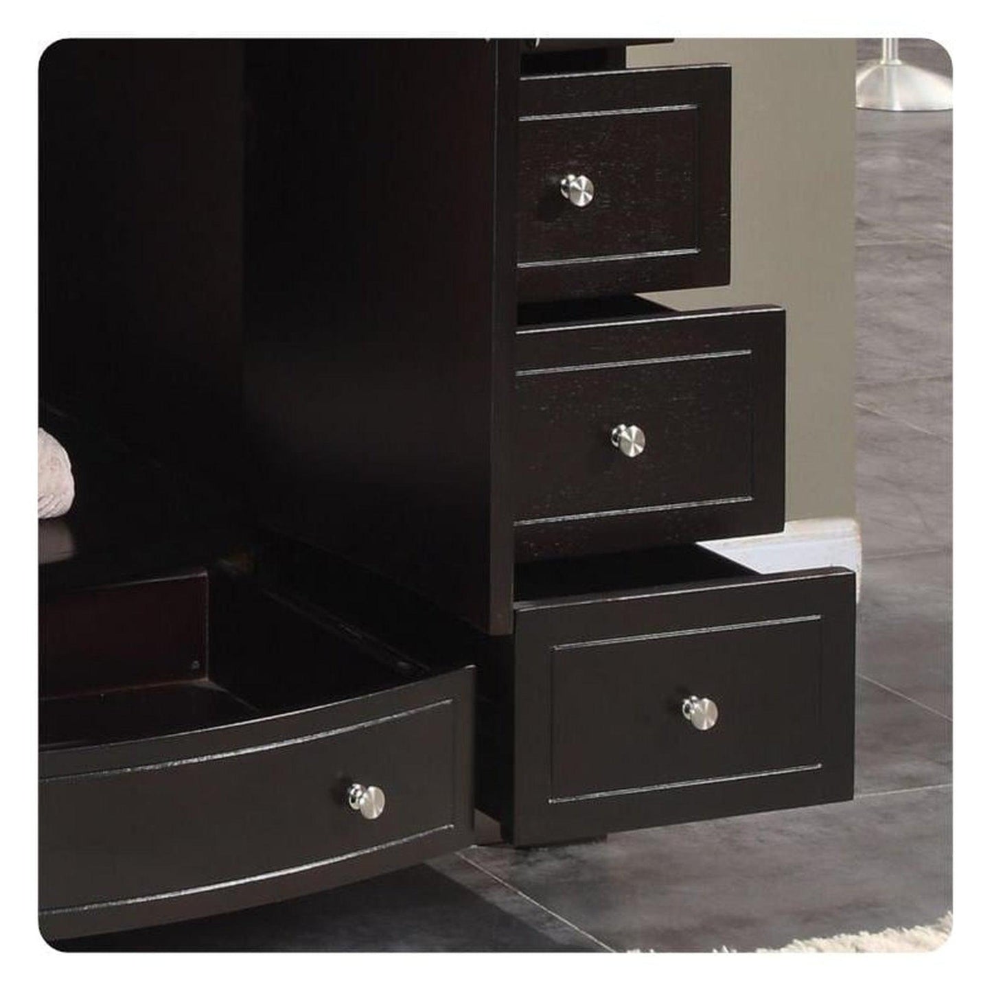 Silkroad Exclusive 55" Single Sink Dark Espresso Bathroom Vanity With Travertine Countertop and White Ceramic Undermount Sink - HYP-0703-T-UWC-55