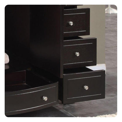 Silkroad Exclusive 55" Single Sink Dark Espresso Bathroom Vanity With Travertine Countertop and White Ceramic Undermount Sink - HYP-0703-T-UWC-55