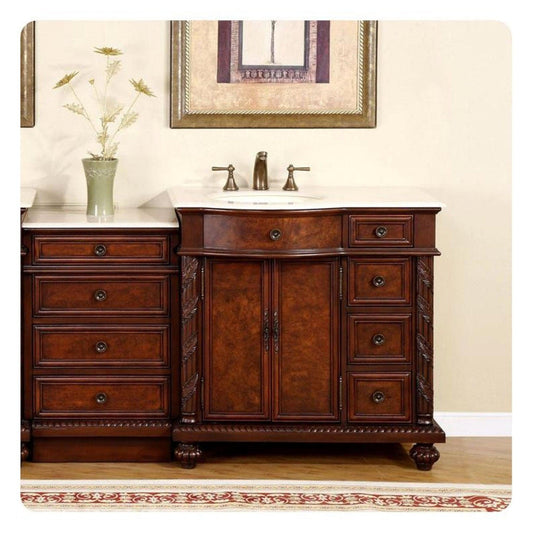 Silkroad Exclusive 56" Single Left Side Sink English Chestnut Bathroom Vanity - HYP-0209-CM-UIC-56