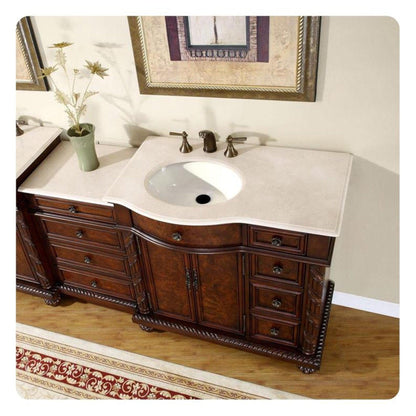 Silkroad Exclusive 56" Single Left Side Sink English Chestnut Bathroom Vanity - HYP-0209-CM-UIC-56