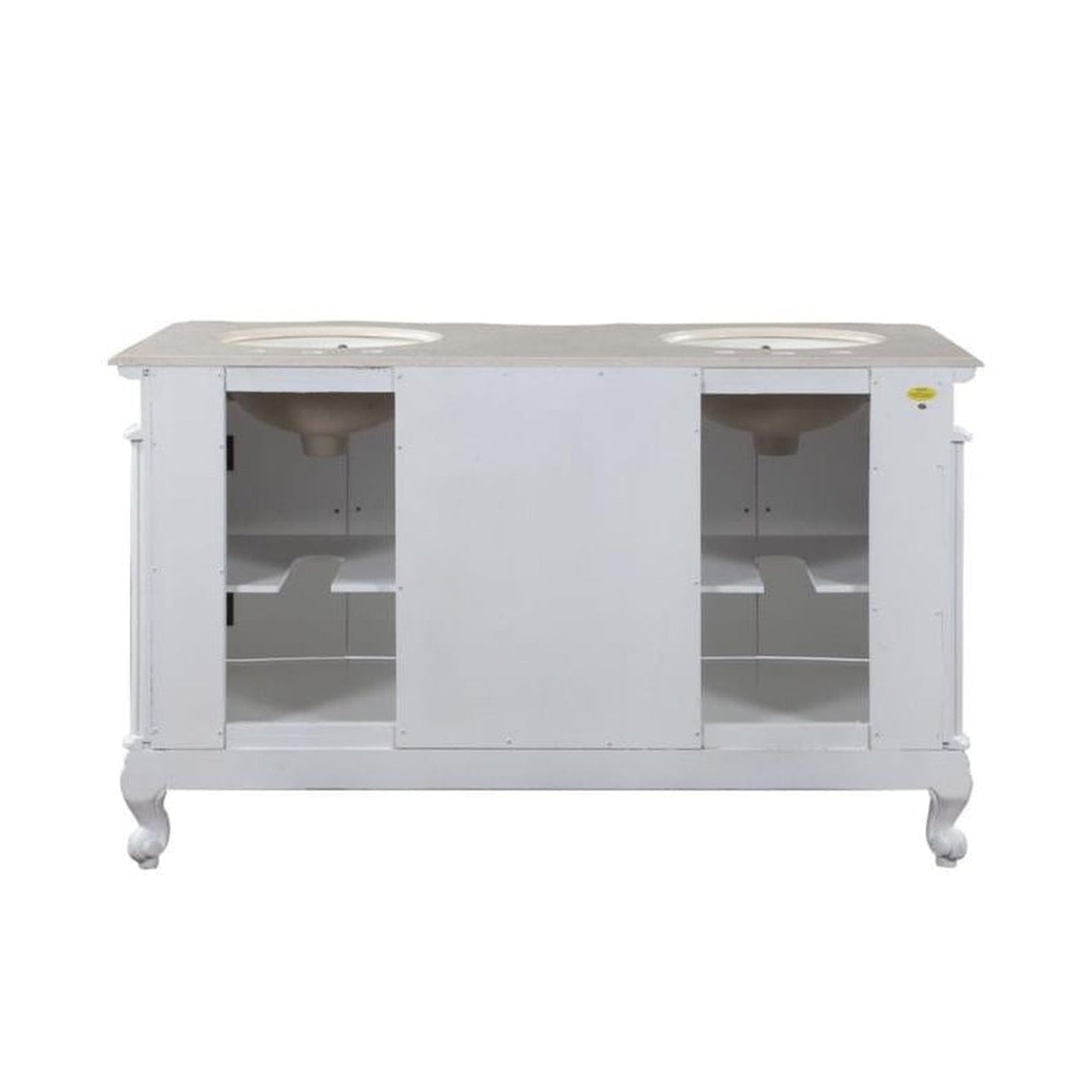 Silkroad Exclusive 58" Double Sink Antique White Bathroom Vanity - HYP-0145-CM-UIC-58
