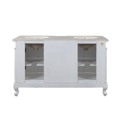 Silkroad Exclusive 58" Double Sink Antique White Bathroom Vanity - HYP-0145-CM-UIC-58