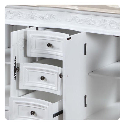 Silkroad Exclusive 58" Double Sink Antique White Bathroom Vanity - HYP-0145-CM-UIC-58