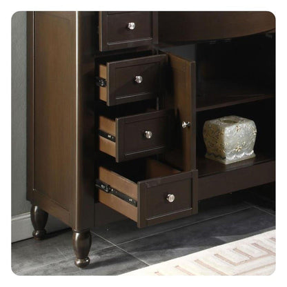 Silkroad Exclusive 58" Single Right Sink Dark Walnut Bathroom Modular Vanity With Carrara White Marble Countertop and White Ceramic Undermount Sink - HYP-0902-WM-UWC-58-R