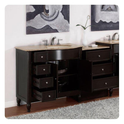Silkroad 58" Single Right Sink Vanity, Dark Walnut - HYP-0902-T-UIC-58-R