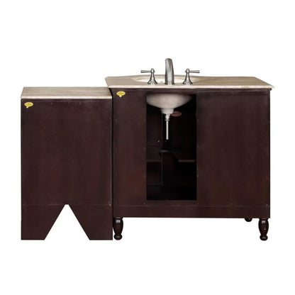 Silkroad 58" Single Right Sink Vanity, Dark Walnut - HYP-0902-T-UIC-58-R