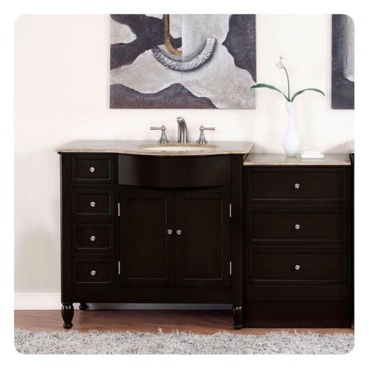 Silkroad 58" Single Right Sink Vanity, Dark Walnut - HYP-0902-T-UIC-58-R