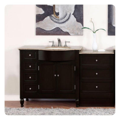 Silkroad 58" Single Right Sink Vanity, Dark Walnut - HYP-0902-T-UIC-58-R