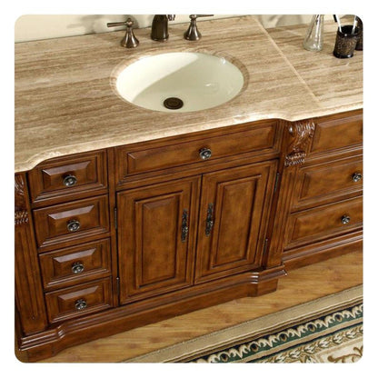 Silkroad 58" Right Sink Walnut Vanity, Travertine Top, Ivory Undermount – HYP-0904-T-UIC-58-R