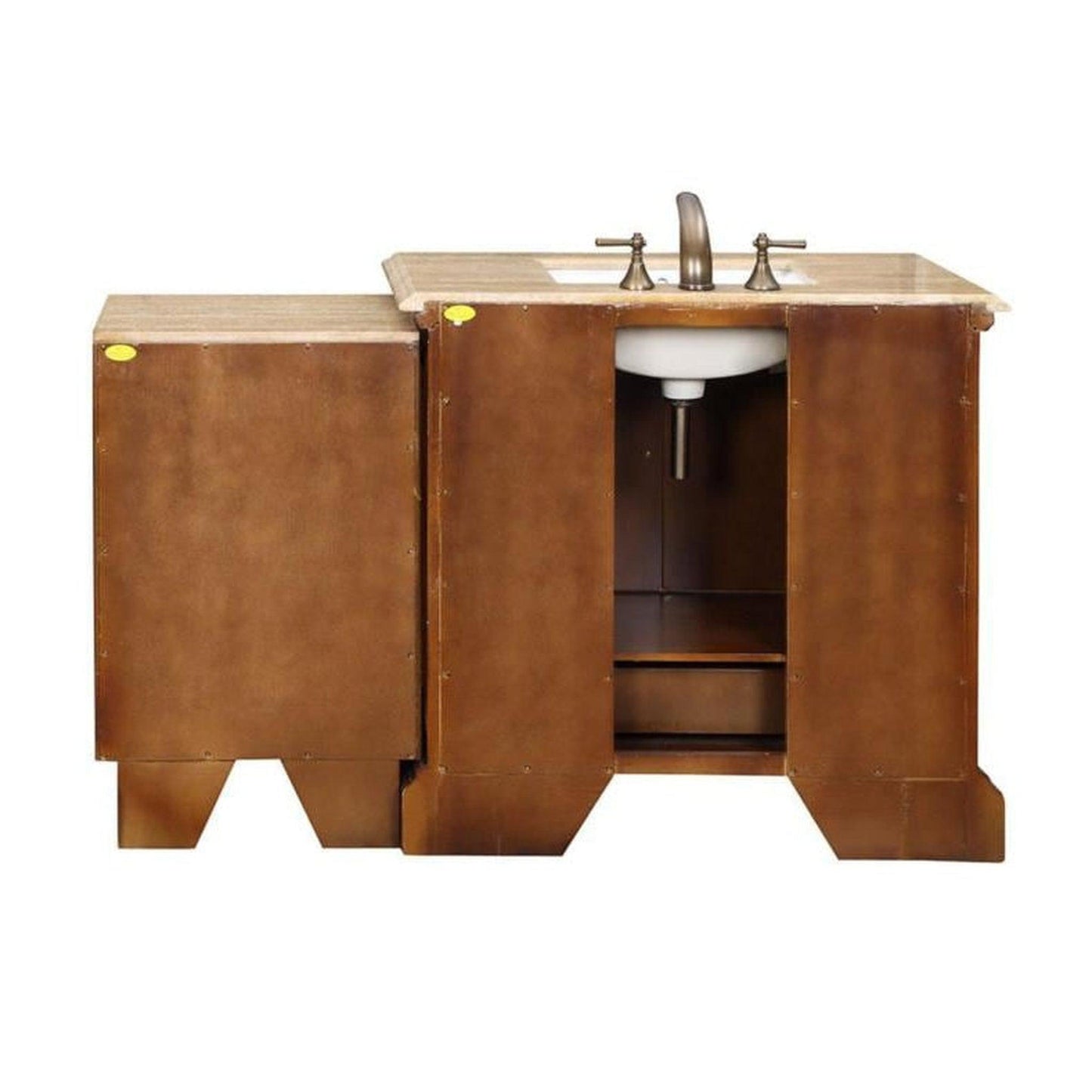 Silkroad Exclusive 58" Single Sink Cherry Modular Bathroom Vanity With Travertine Countertop and White Ceramic Undermount Sink - HYP-0907-T-UWC-58