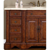 Silkroad Exclusive 59" Single Sink English Chestnut Bathroom Vanity With Crema Marfil Marble Countertop and White Ceramic Undermount Sink - WFH-0199-CM-UWC-58