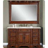 Silkroad Exclusive 59" Single Sink English Chestnut Bathroom Vanity With Crema Marfil Marble Countertop and White Ceramic Undermount Sink - WFH-0199-CM-UWC-58