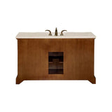 Silkroad Exclusive 59" Single Sink English Chestnut Bathroom Vanity With Crema Marfil Marble Countertop and White Ceramic Undermount Sink - WFH-0199-CM-UWC-58