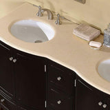 Silkroad Exclusive 60" Double Sink Dark Espresso Bathroom Vanity With Crema Marfil Marble Countertop and White Ceramic Undermount Sink -HYP-0703-CM-UWC-60