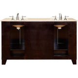 Silkroad Exclusive 60" Double Sink Dark Espresso Bathroom Vanity With Crema Marfil Marble Countertop and White Ceramic Undermount Sink -HYP-0703-CM-UWC-60